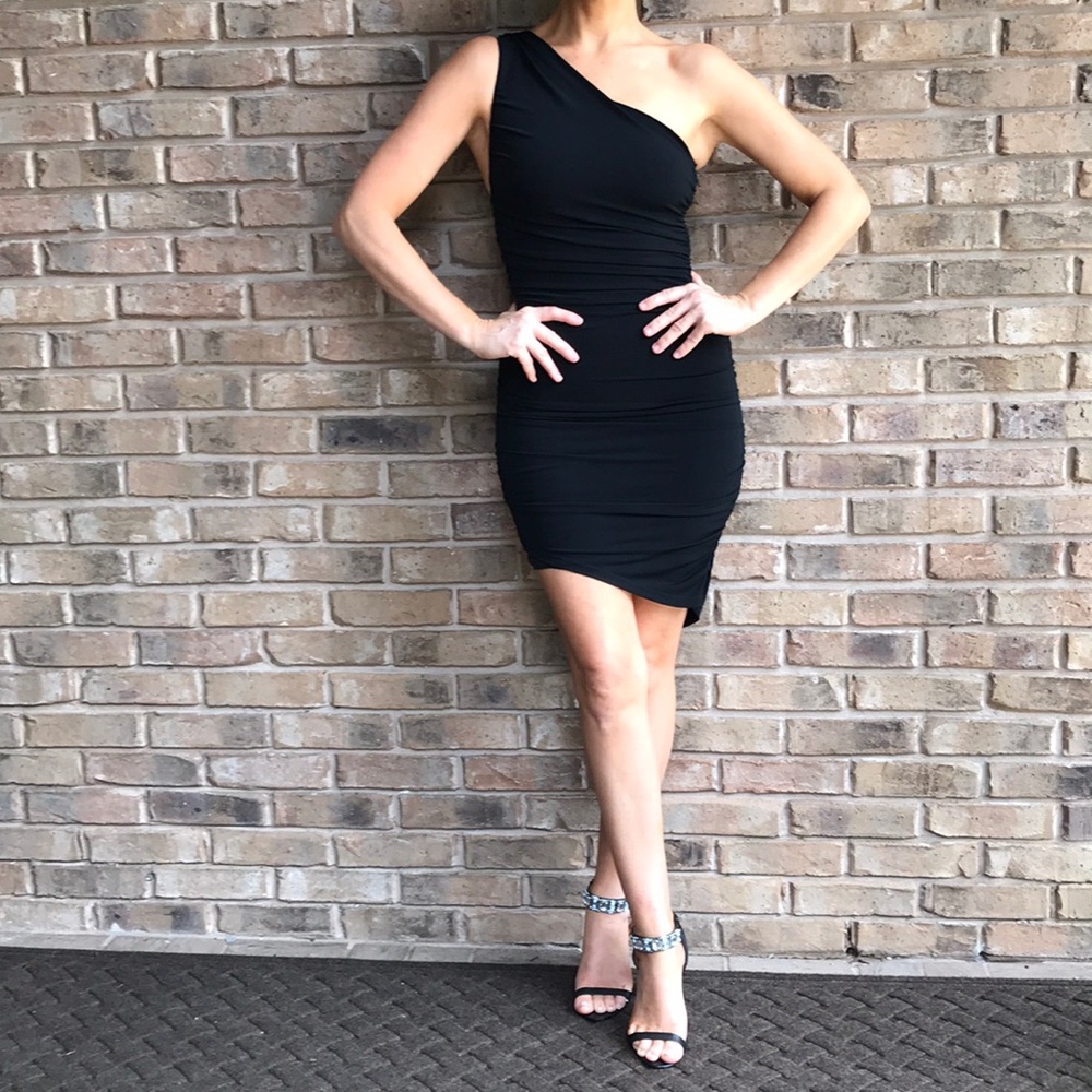 Alice + Olivia Deedee 1-Shoulder Rushed Dress Sz 0